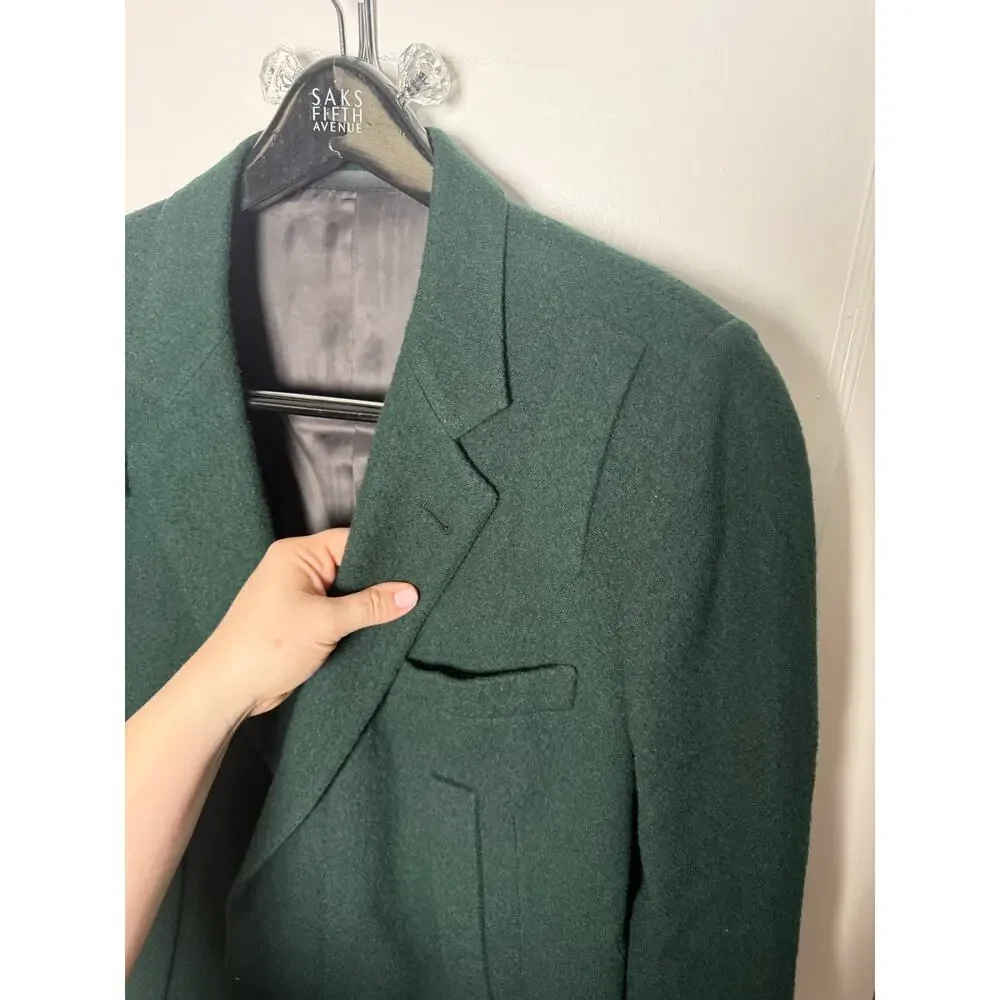 Lanvin Designer Dark Green 100% Wool Long Overcoat NEW Men's Size 42 Barneys NY